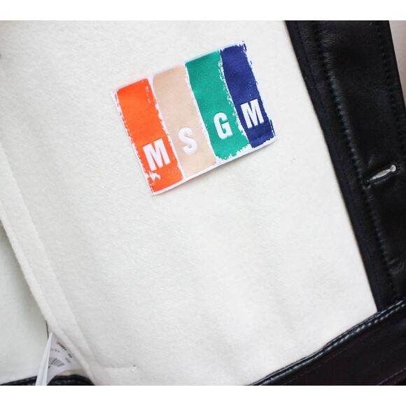 MSGM Black Faux Leather Trucker Button Down Jacket Size 48/Medium - Picture 5 of 6